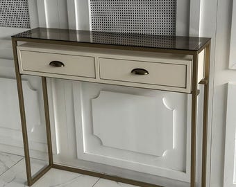 Luxury Console Table with Drawers | Gold Metal Frame & Marble Top | Modern Entryway Table | Hallway Furniture | Custom Size Available