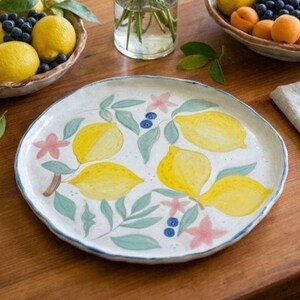 Handmade Ceramic Lemon Plate, Hand-painted Mediterranean Serving Dish, Organic Wabi-Sabi Pottery, Unique Housewarming Gift, Made in Portugal