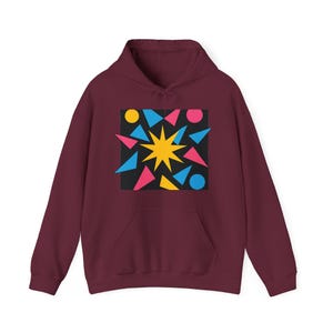 Retro 90s Neon Geometric Pattern Print - Nostalgic Artwork for Fun Spaces