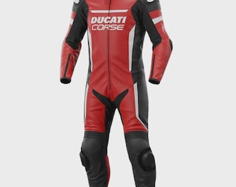 Ducati Corse Leather Racing Suit 1-teiliger CE-gepanzerter Rindsleder-Motorradanzug