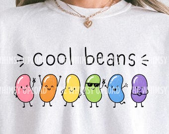 Cool Beans PNG, Cute Jelly Bean PNG, Y2k Funny Shirt Design, Retro Hand Drawn PNG, Colorful Doodle Graphic, 2000s Aesthetic Design For Shirt