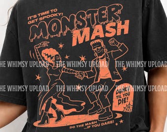 Monster Mash PNG, Bride Of Frankenstein PNG, Frankenstein Halloween Sublimation, Spooky Season Sublimation, Halloween Dance Party Graphic