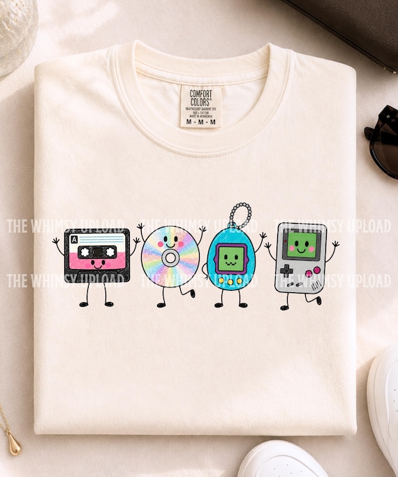 Nostalgic Doodle Characters PNG, Retro Tech Shirt Design, Vintage Media Sublimation Design, Hand Drawn Doodle y2k Characters PNG Nostalgia