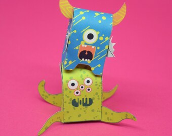 Postcard Monsters, papercraft, paper toy