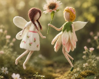 DIY Needle Felted Flower Fairy Kit with Gift Box, Daisy Flower Elf Doll Wool Felting Craft Kit, Handmade Gift for Bestie, Couples & Friends