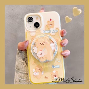Butter Bear iPhone Case – Cute Kawaii Melting Ice Cream Design with Magnetic PopSocket, Magsafe Compatible for iPhone 17 16 15 Pro Max