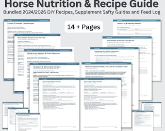Guía de seguridad para suplementos nutricionales equinos / Recetas caseras para equinos y registro de alimentación / PDF digital