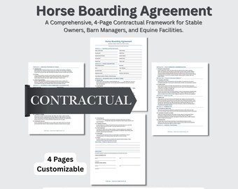 Contrato de pensión para caballos, Contrato de establo equino, Formulario de pensión rellenable, Gestión profesional de establos