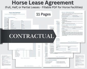 Contrato de arrendamiento de caballos / Contrato equino completo, parcial o por tiempo completo (PDF rellenable)