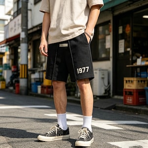 Essential Style 1977 Sweat Shorts,Streetwear Casual Shorts, Summer Loungewear