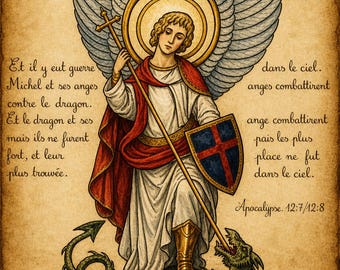 Archangel Michael Wall Art, Saint Michael Print, Angel Warrior Poster, Christian Decor, Bible Verse Art, Spiritual Protection Art