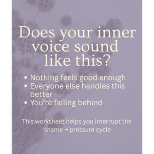 Inner Critic Worksheet for High-Achieving Women | Anxiety, Perfectionism & Self-Compassion Therapy Printable