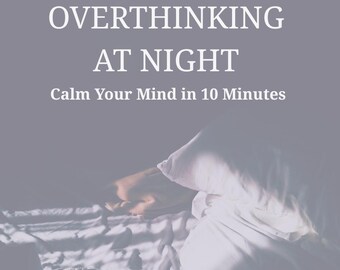 Diario para pensar demasiado por la noche / Pensamientos acelerados, ansiedad a la hora de dormir y terapia del sueño (imprimible) / Diario guiado de 7 noches