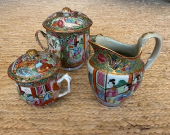 Juego de té antiguo de porcelana fina china