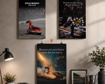 Kyle Busch Racing Tribute Satin Poster Racing Legend Memorial Wall Art Print