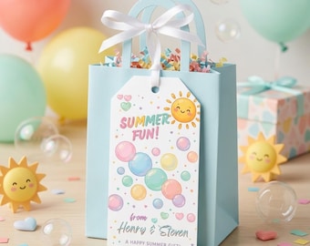 Hope Your Summer Bubbles Fun Kids Last Day of School Bubble Tag, Teacher Student Gift Tag, Last Day of School Tag, DI Text, Canva Editable