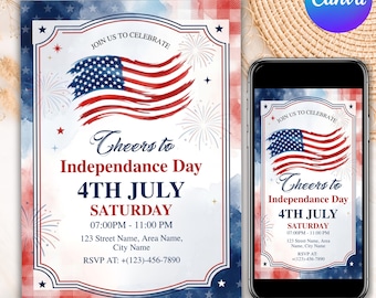 4th of July Party Invitation: American Flag Invite, Patriotic Party, Election Party, 250th Anniversary Celebration America Independence Day