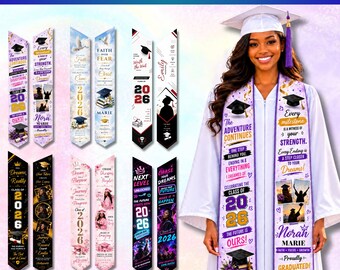 Graduation Stole Canva Editable Template Mega Bundle, Graduation Sash Sublimation 2026, Congrats Senior Stole Template Personalized Designs