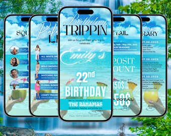 Digital Travel itinerary, itinerary template, Birthday Weekend Invitation, Weekend Itinerary, Digital Schedule, Girls Trip, Canva Editable