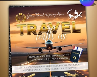 Folleto de agencia de viajes, agencia de viajes, folleto comercial, folleto de vacaciones, folleto de viajes digital DIY, folleto de vacaciones, redes sociales, editable en Canva