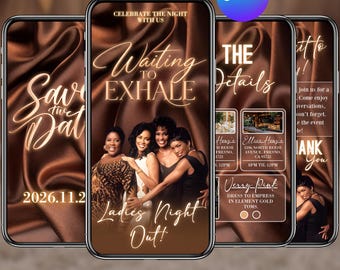 Waiting to Exhale Games Night Invitation, Animated Girls Night Evite, Boho Ladies Party Video Invite, Poker Bingo Night Party Template
