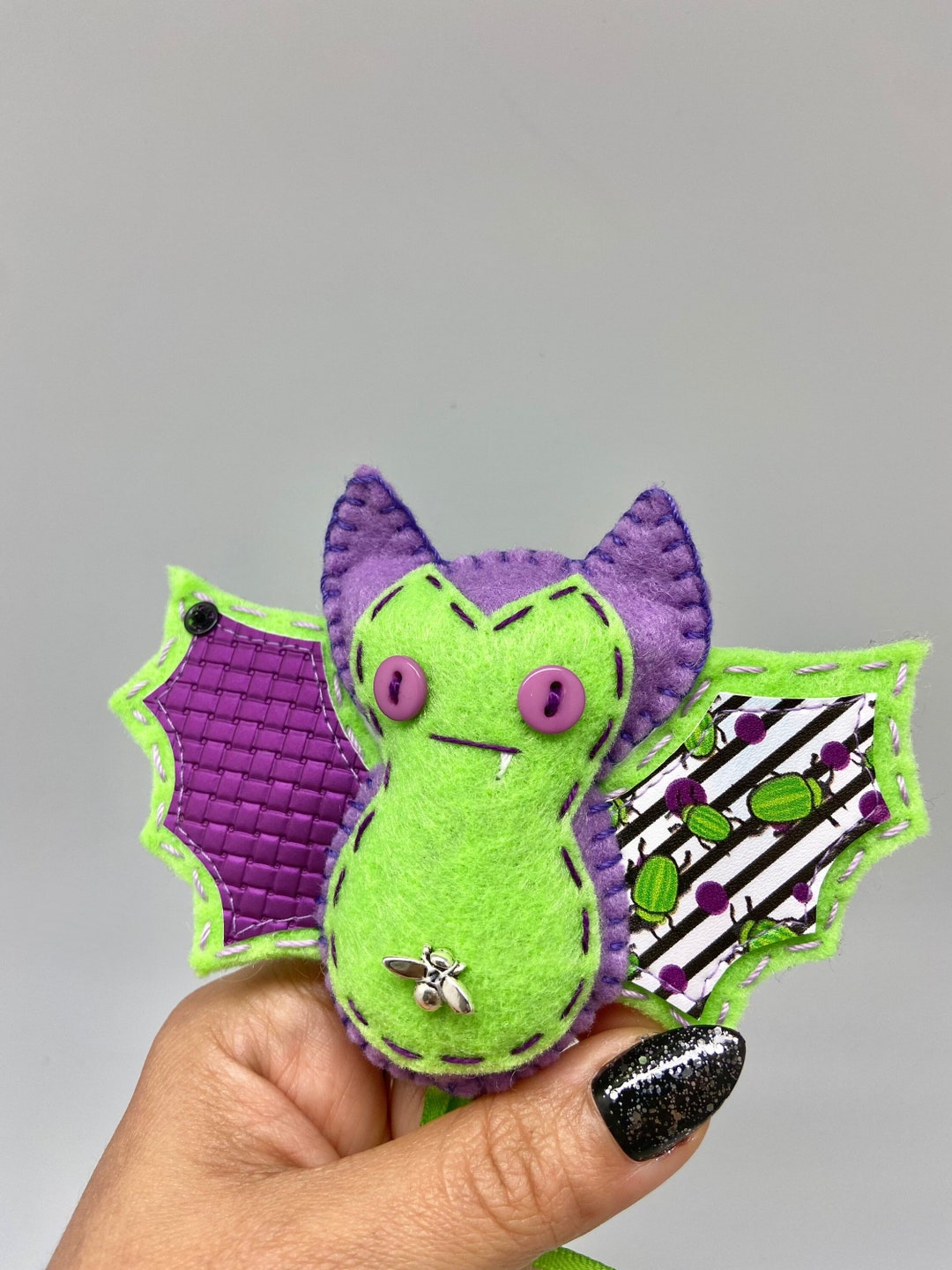 Purple Beetle Bat Felt Ornament Halloween Bat Decor Felt Etsy