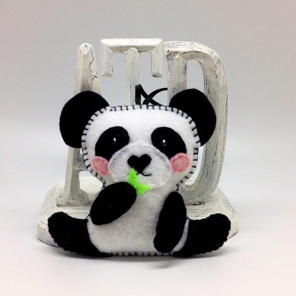 Felt Panda ornament, panda bear, hanging panda, panda gift, panda plush, animal lover gift, kawaii panda, panda decor, wildlife ornament