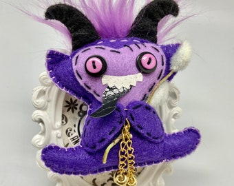 Purple Krampus doll, krampus felt ornament, Gruss vom krampus, yule ornament, anti santa, christmas devil, horror christmas, pagan yuletide.