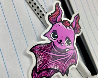 Pink bat sticker, vampire bat vinyl sticker, laptop bat decal, bat die cut vinyl sticker, bat scrapbook decal