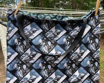 Space warrior black and white tote