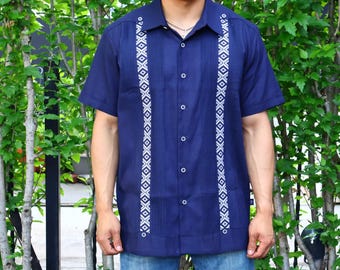 Guayabera Mod. Keten X Navy / Azul Marino S/S - M/C 100% Linen/Lino
