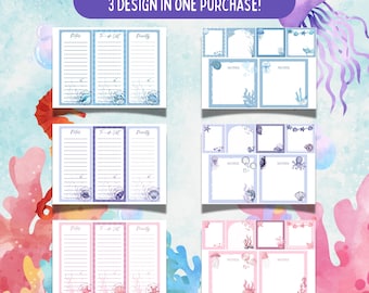 Printable Ocean/Sea Notepads: 3 designs in one purchase