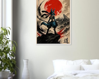 Lucario Japanese Art Poster