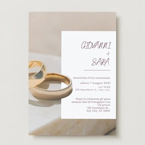 Template Partecipazione Matrimonio Elegante su Canva | Invito Nozze Minimal Moderno Fedi Oro | Download Digitale Istantaneo