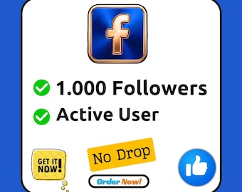 Servicio de crecimiento en Facebook, aumenta 1000 seguidores, sin caídas, usuario activo, impulso en redes sociales.