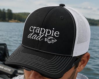 Crappie Dad Embroidered Hat, Funny Angler Richardson Snapback, Fishing gift for dad