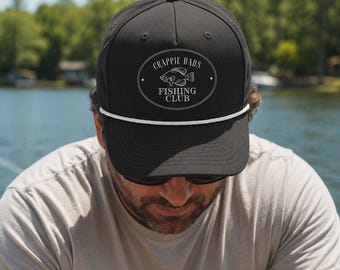 Crappie Dads Fischerverein Hut, Polyester Strickmütze, geflochtener Schirm, verstellbarer Snapback