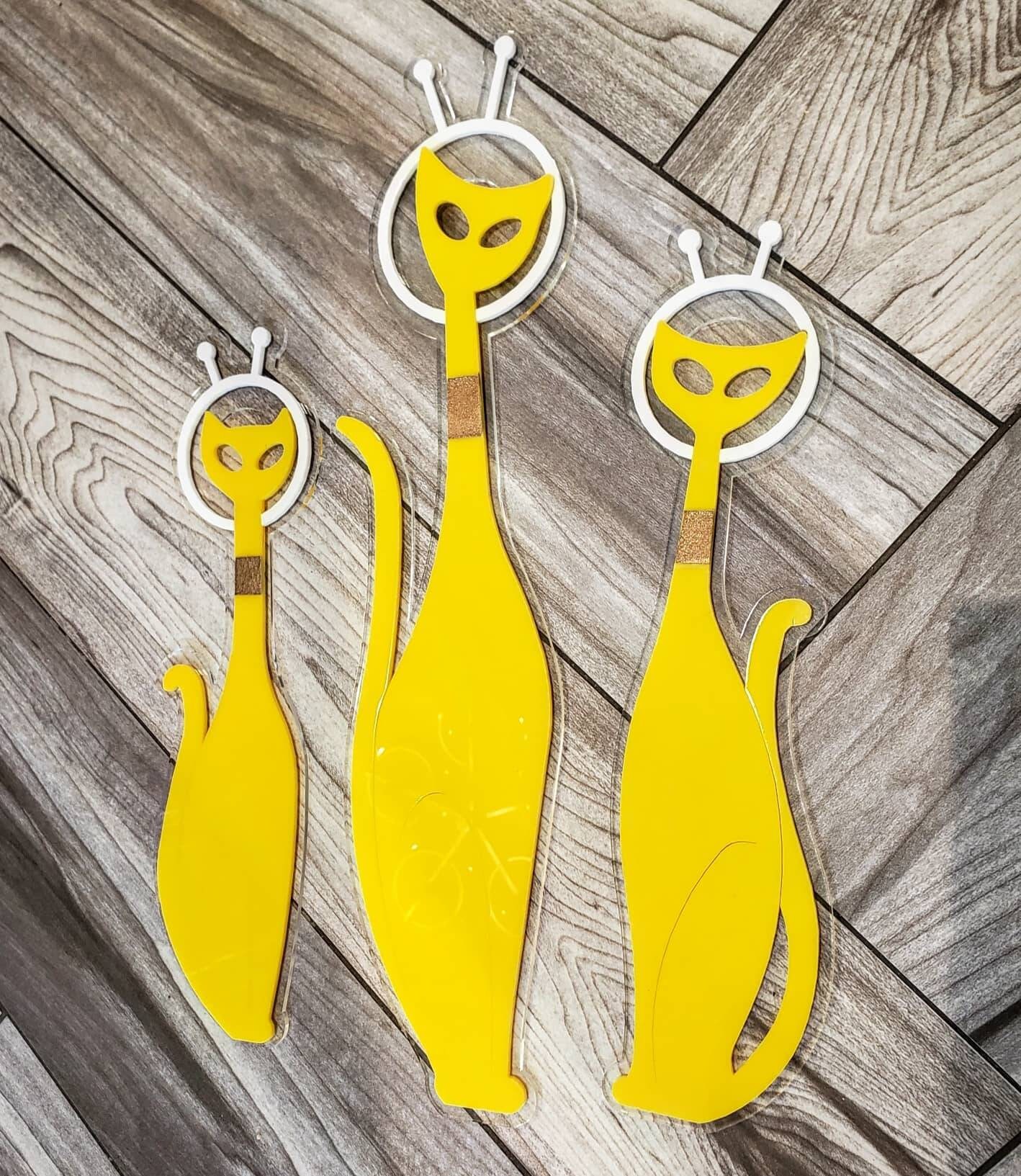 Atomic Space Cats Wall Art Mid Century Laser Sculpture Mod Etsy