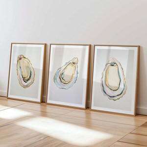Oyster Shell Triptych - Coastal Kitchen And Dining Art - Three Piece Wall art