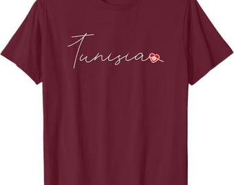 Tunis Simple Love Tunisian Flag Heart on Tunisia T-Shirt