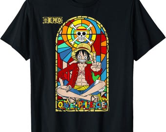 One Piece Anime Monkey D. Luffy Stained Glass Window T-Shirt