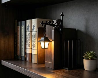 Bibliotheeklantaarn | Boek hoekdecor | Mini-boekenplanklamp | Cadeau boekenliefhebber | Dark Academia-decor | Leeshoekverlichting | Boekenplankdecoratie
