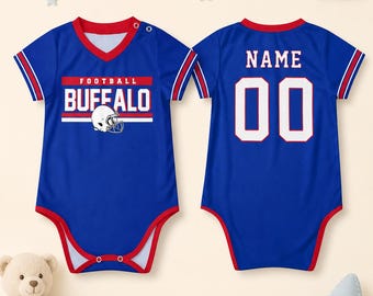 Personalized Baby Football Onesie Buffalo, Custom Name Number Baby Bodysuit, Game Day Baby Outfit, Newborn Fan Gift, Baby  Gift