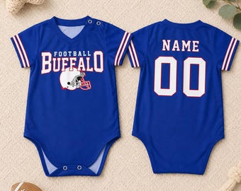 Personalized Baby Football Onesie Buffalo, Custom Name Number Baby Jersey Bodysuit, Game Day Baby Outfit, Sports Fan Baby Gift