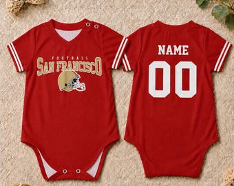 Personalized Baby Football Onesie San Francisco, Custom Name Number Baby Jersey Bodysuit, Game Day Baby Outfit, Sports Fan Baby Gift
