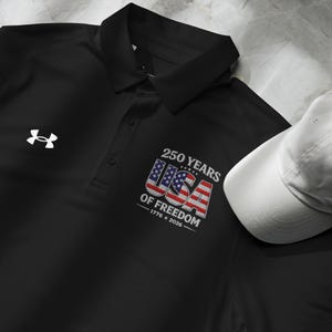 USA 250th Anniversary Performance Polo, Patriotic Freedom Celebration Activewear