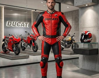 Ducati Corse C6 Roter Leder Motorrad-Rennanzug - MotoGP Track Day Ausrüstung