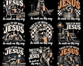 Neem het op met Jezus, Hij heeft me zo gemaakt - Wasbeer PNGb bundel, Neem het op met Jezus - Wasbeer PNG, Hij heeft me zo gemaakt PNG, Christelijke Wasbeer