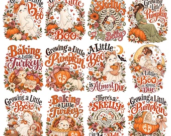 Bundel met PNG-bestanden voor zwangerschapsaankondiging in de herfst, PNG van een groeiende pompoen, ontwerp voor babyaankondiging, clipart voor een babyshower in de herfst, pompoen-png