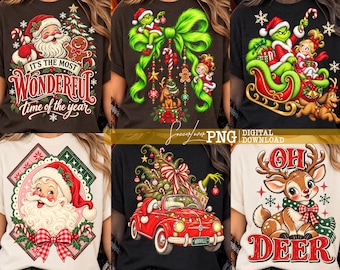 Vintage kerstgroene PNG-bundel, preppy kerst-png, kerstfiguren-png, kerst 2026-png, kerst-png, kerstfilm-png